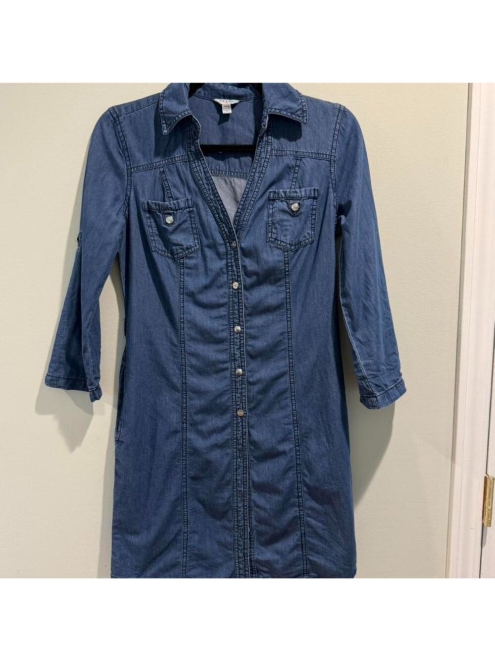 GUESS Slim Fit 100% Cotton Denim Button-Down Mini Dress - Size XS